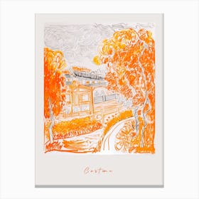 Cortona Italy Orange Drawing Poster Canvas Print
