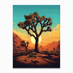  Retro Illustration Of A Joshua Tree In Mountain 3 Canvas Print