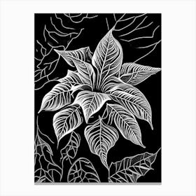 Poinsettia Leaf Linocut 3 Canvas Print