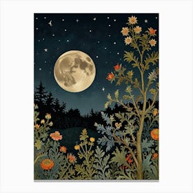 Moonlight In The Garden Style William Morris 1 Art Print 4 Canvas Print