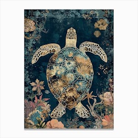 Ornamental Sea Turtle In The Ocean 1 Canvas Print