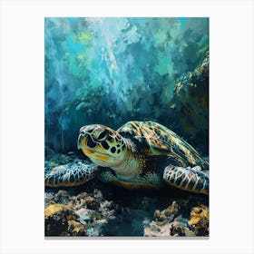Sea Turtle On The Ocean Floor 2 Canvas Print