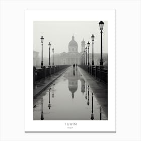 Poster Of Turin, Italy, Black And White Analogue Photography 1 Canvas Print