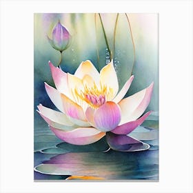Giant Lotus Watercolour 3 Canvas Print