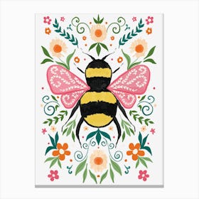 Busy Bee Flowers Nature Canvas Print