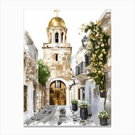 Watercolor Of A Church 1 Canvas Print