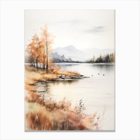 Lake In The Woods In Autumn, Painting 66 Canvas Print