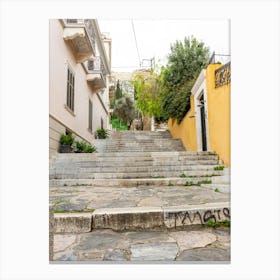 Stairs In The Plaka Of Athens Canvas Print