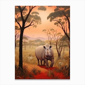 Rhinoceros In The African Savannah 4 Canvas Print