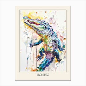 Crocodile Colourful Watercolour 3 Poster Canvas Print