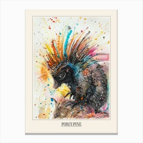 Porcupine Colourful Watercolour 2 Poster Canvas Print
