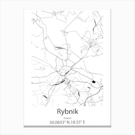 Rybnik,Poland Minimalist Map Canvas Print