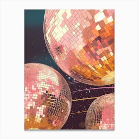 Mirror Ball Disco Ball Pink Painting Canvas Print