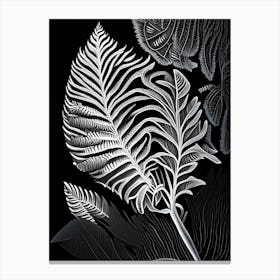 Silver Cloak Fern Linocut Canvas Print