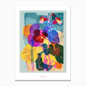Nasturtium 1 Neon Flower Collage Poster Canvas Print