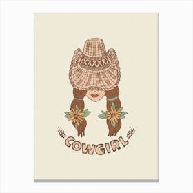 Cowgirl + Text Canvas Print