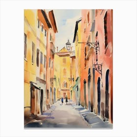Bologna, Italy Watercolour Streets 1 Canvas Print