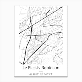 Le Plessis Robinson,France Minimalist Map Canvas Print