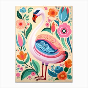 Pink Scandi Swan 2 Canvas Print