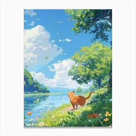 Cat By The Lake Canvas Print