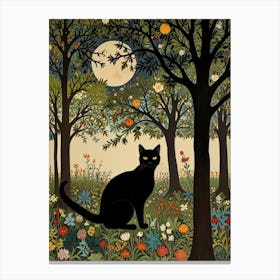 Cat In The Forest Style William Morris 11 Canvas Print