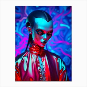 Alien in Neon Gloss Canvas Print