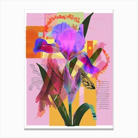 Iris 3 Neon Flower Collage Canvas Print