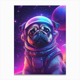 Pug In Space Synthwave Canvas Print