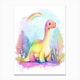 Pastel Rainbow Plateosaurus Dinosaur 1 Canvas Print
