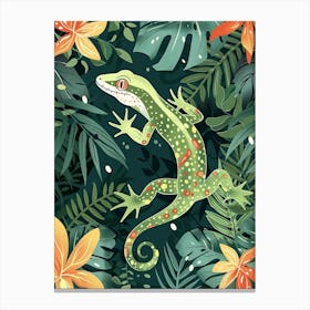 Forest Green Moorish Gecko Abstract Modern Illustration 6 Canvas Print