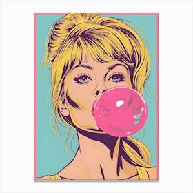 Pop Girl Blowing Bubble Gum 1 Canvas Print