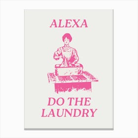 Alexa Do The Laundry | Vintage Retro Pink Laundry Room Canvas Print