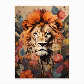 Lion Art Painting Collage Style 4 Canvas Print