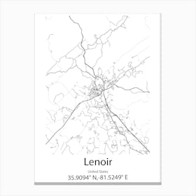 Lenoir City,United States Minimalist Map Stampe su tela