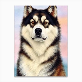 Alaskan Malamute Watercolour 4 dog Canvas Print