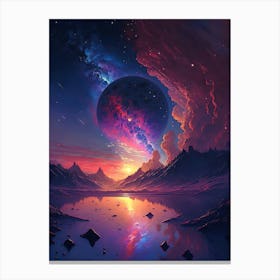 Purple Planet in the Night Sky Canvas Print