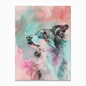Collie Dog Pastel Line Painting 1 Canvas Print
