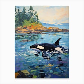 Vivid Impasto Style Orca Whale Swimming Canvas Print