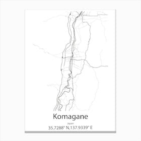 Komagane,Japan Minimalist Map Canvas Print