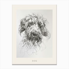 Long Hair Furry Dog Line Sketch 1 Poster Canvas Print