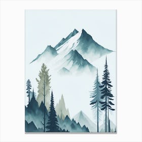 Mountain And Forest In Minimalist Watercolor Vertical Composition 80 Canvas Print