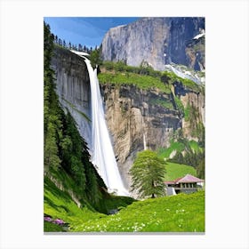 Lauterbrunnen Valley Waterfalls, Switzerland Majestic, Beautiful & Classic (3) Canvas Print