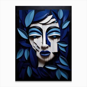 Woman In Blue Leaves Canvas Print