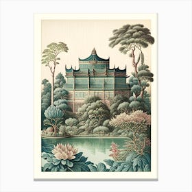 Summer Palace, China Vintage Botanical Canvas Print
