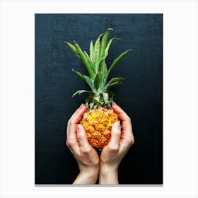 Pineapple — Food kitchen poster/blackboard, photo art 1 Canvas Print