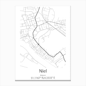 Niel,Belgium Minimalist Map Canvas Print