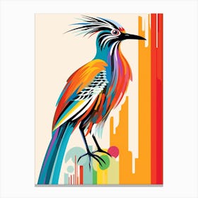 Colourful Geometric Bird Roadrunner 3 Canvas Print