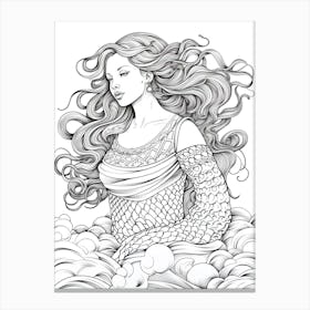 Line Art Inspired By The Birth Of Venus 1 Canvas Print