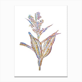 Stained Glass False Helleborine Mosaic Botanical Illustration on White n.0214 Canvas Print