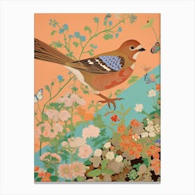 Maximalist Bird Painting House Sparrow 2 Canvas Print